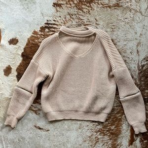 Beige Sweater with Choker Feature